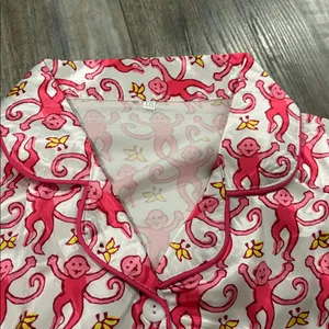 Women’s Pink Monkey Silky Pajamas Size XXS thumbnail 3