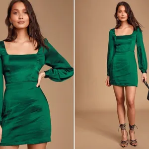 LULUS Sexy Wedding Prom Formal Event Classy Holidays Satin Mini Dress NWOT thumbnail 2
