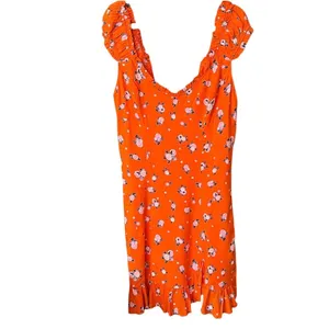 Free People Like A Lady Mini Dress Orange Floral Size Medium thumbnail 3