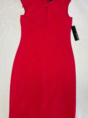 NEW Chetta B Body con Dress Lipstick Red Size 8 Zip Up Peek a Boo thumbnail 1