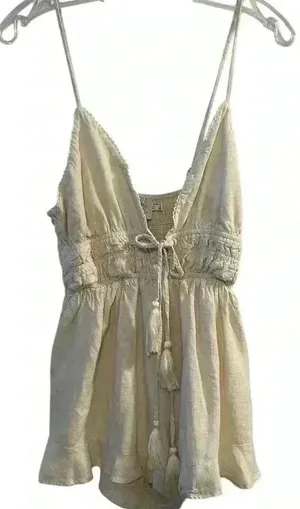 Princess Polly Women's Beige Romper Size 4 Summer V-Neck Tie Front‎ thumbnail 1