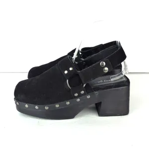 Nasty Gal Slingback Platform Clogs 37 EU Black Suede Studded Square Toe Goth Y2K thumbnail 7