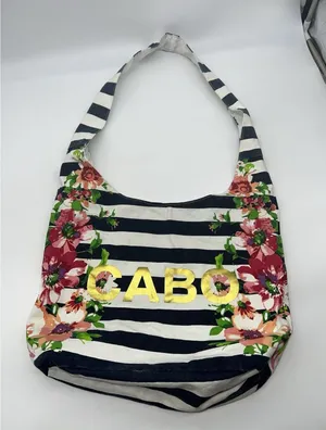 Floral and Striped Cabo Hobo Bag Purse Boho Peace Festival Hippie Artsy Vacation thumbnail 1