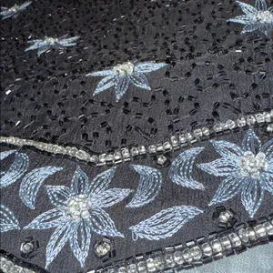 Cote d’ Azur medium vintage silk beaded sequin floral formal top evening wear thumbnail 5