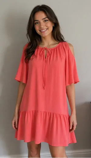 NEW Amanda Uprichard short cold shoulder dress in coral peach size small thumbnail 1