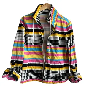 VTG Y2K AMI Women Jacket L Rainbow‎ Stripe Windbreaker Preppy Coastal Travel thumbnail 1