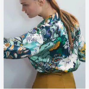 Zara Floral Satin Effect Blouse Large thumbnail 1