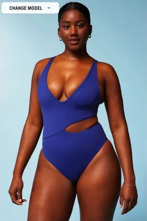 Fabletics One Piece Cutout Swim Suit Women’s XL Blue Summer Beach Vacation thumbnail 1