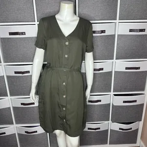 Matty M Womens Belted Linen Blend Casual Dress Olive Size Small thumbnail 3