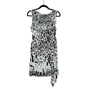 Diane von Furstenberg Draped Silk Dress Women 6 Mint Black Animal Print Exc thumbnail 4