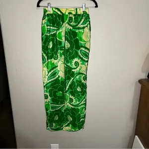 Farm Rio Tropical Groove Green Yellow Floral Bold Wide‎ Leg Flowy Resort Pants thumbnail 2