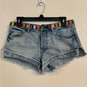 FREE PEOPLE Elliot Boho Embroidered Denim Shorts thumbnail 3