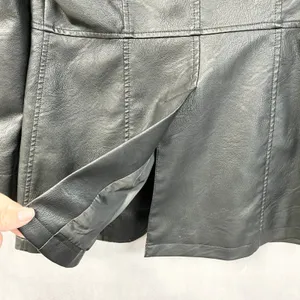 Max Studio Women Faux Leather Blazer Jacket Size M Black Sleek Indie Edgy Chic thumbnail 8
