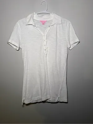 Lilly Pulitzer White Button-Placket Polo Top Women’s M thumbnail 3