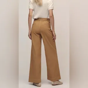 Anthropologie Maeve Contrast Stitch High-Rise Wide-Leg Pants 2 thumbnail 5