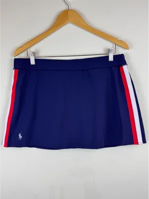 Polo Ralph Lauren Performance Tennis Skort Navy Red White Stripe Logo Size L thumbnail 2
