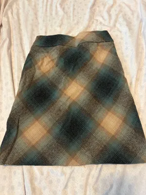 ann Taylor loft wool blend plaid green skirt thumbnail 3