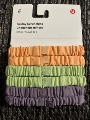 Lululemon Skinny Scrunchies *6 Pack NEW Rock Melon Lemongrass Purple Ash thumbnail 2