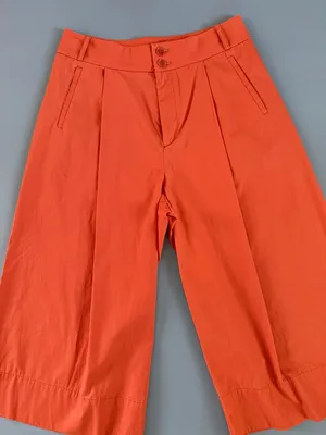 Anthropologie High Rise Wide Leg Culotte Pants Orange Pleated‎ Cropped Trousers thumbnail 6
