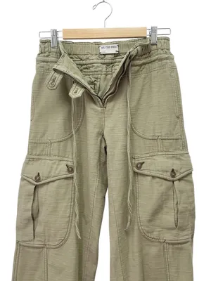 Free People Park Ave Cargo Pants Sz XS Olive Green Wide Leg Cotton Utility Boho thumbnail 9