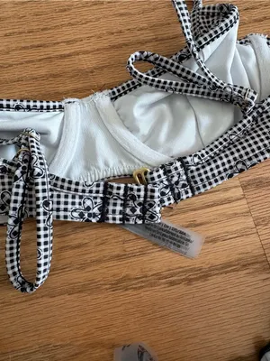 Frankie's Bikinis Black & White Gingham Ruffle Bikini Set thumbnail 5