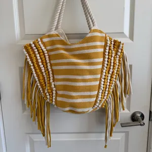 Yellow and White Beach Tote Bag thumbnail 2
