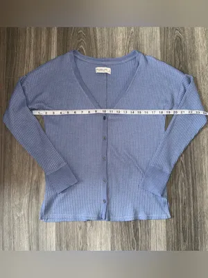 Abercrombie & Fitch Light Blue Waffle Knit Cardigan Size Small thumbnail 4