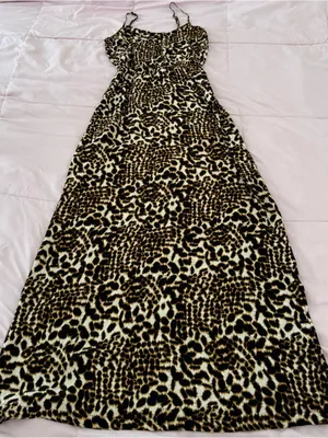 Twelfth Street by Cynthia Vincent 100% silk Leopard Print Maxi Dress, size SP thumbnail 14