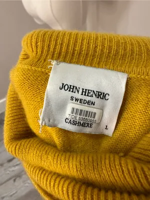 JOHN HENRIC Yellow Turtleneck 100% cashmere Sweater Large thumbnail 5