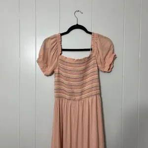 Prómesa Smocked Bodice Puff Sleeve Tiered Maxi Dress Peach M thumbnail 4