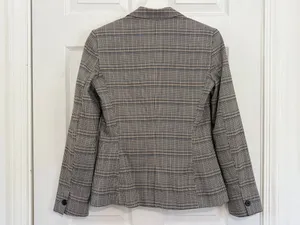 ZARA Womens Plaid Blazer Brown Glen Check Tailored Preppy Academia Old Money Chic Size S thumbnail 3