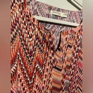 NWT Faded Glory Coral Pink Top | Long Sleeve Stretch Blouse | XL Casual Chic thumbnail 4