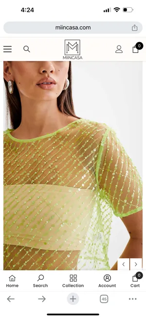 Meshki NWT Sequin Mesh Short Sleeve Crop Top thumbnail 4