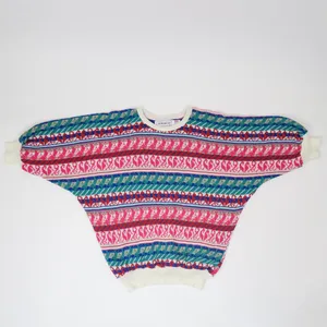 Vintage 90s Western Connection II Fair Isle Bubble Hem Short Sleeve Sweater thumbnail 3