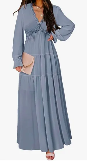 Blue Ruffle Dress Size M thumbnail 1