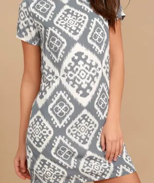 Lulus ✨ Give Me a Print Light Blue Print Shift Dress✨ thumbnail 1