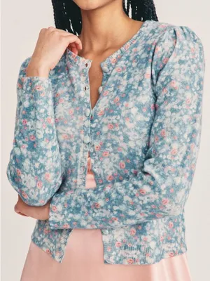 Love Shack Fancy - Simona Cardigan in Serenity Blue Wool‎ Cashmere Blend thumbnail 1
