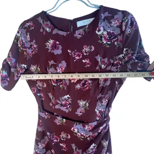 ASTR The Label Floral Mini Dress Burgundy Faux‎ Wrap S/S XS Soft Girl Romantic thumbnail 5
