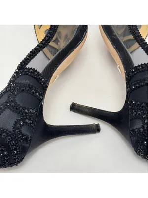 Badgley Mischka Ginny D’Orsay Black Embellished Mesh Pointed Toe Heels Size 9 thumbnail 7