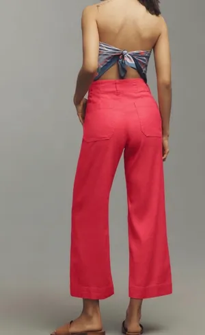 Anthropologie Maeve The Colette Wide-Leg Cropped Linen Pants, Size 26 thumbnail 3