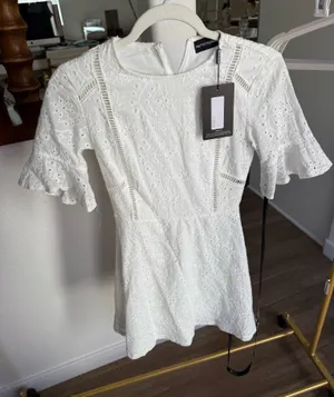 Pretty little thing white lace mini dress thumbnail 1