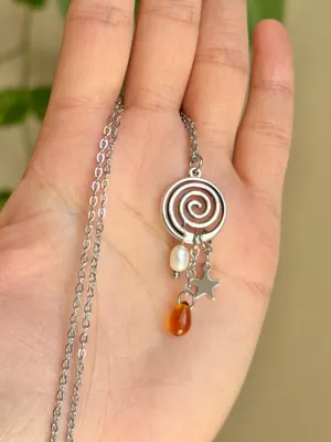 Handmade spiral swirl uzumaki funky boho grunge style necklace🌀 thumbnail 3