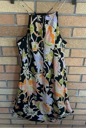 Vintage The Limited Womens Dress Black Silk Floral Midi Slip Halter Y2K Size 6 thumbnail 1