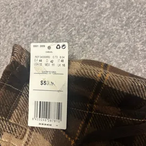 MNG by Mango Wool Plaid Brown and Tan Shorts with Drawstring Waist thumbnail 8