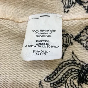 J Crew Women’s,Peach Cream/Black Marino Wool,Embroidered Sweater.Size-Small. thumbnail 12