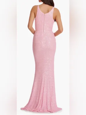 NEW Dress The Population IRIS peony Pink Sequins Gown Sz S thumbnail 2