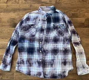 Bleach dyed vintage flannel shirt thumbnail 1