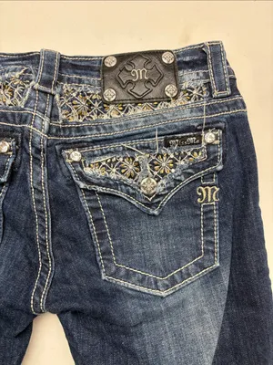 Miss me size 29 Women’s Dark Blue Skinny Jeans western embellished cowgirl rodeo thumbnail 2