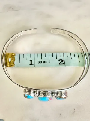 Cotton Candy Turquoise Sterling Silver Multi Stone 3 Stone Cuff Bracelet 925 thumbnail 5