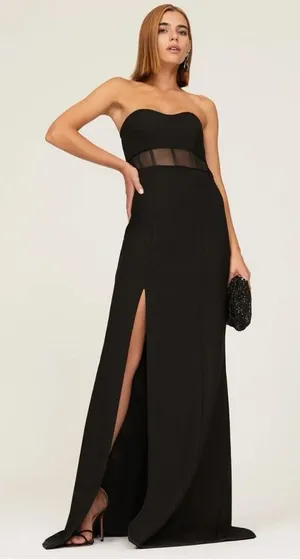 Cinq à Sept $695 Silk‎ Designer Annalie Gown Leg Slit Cut Out Size 0 thumbnail 1